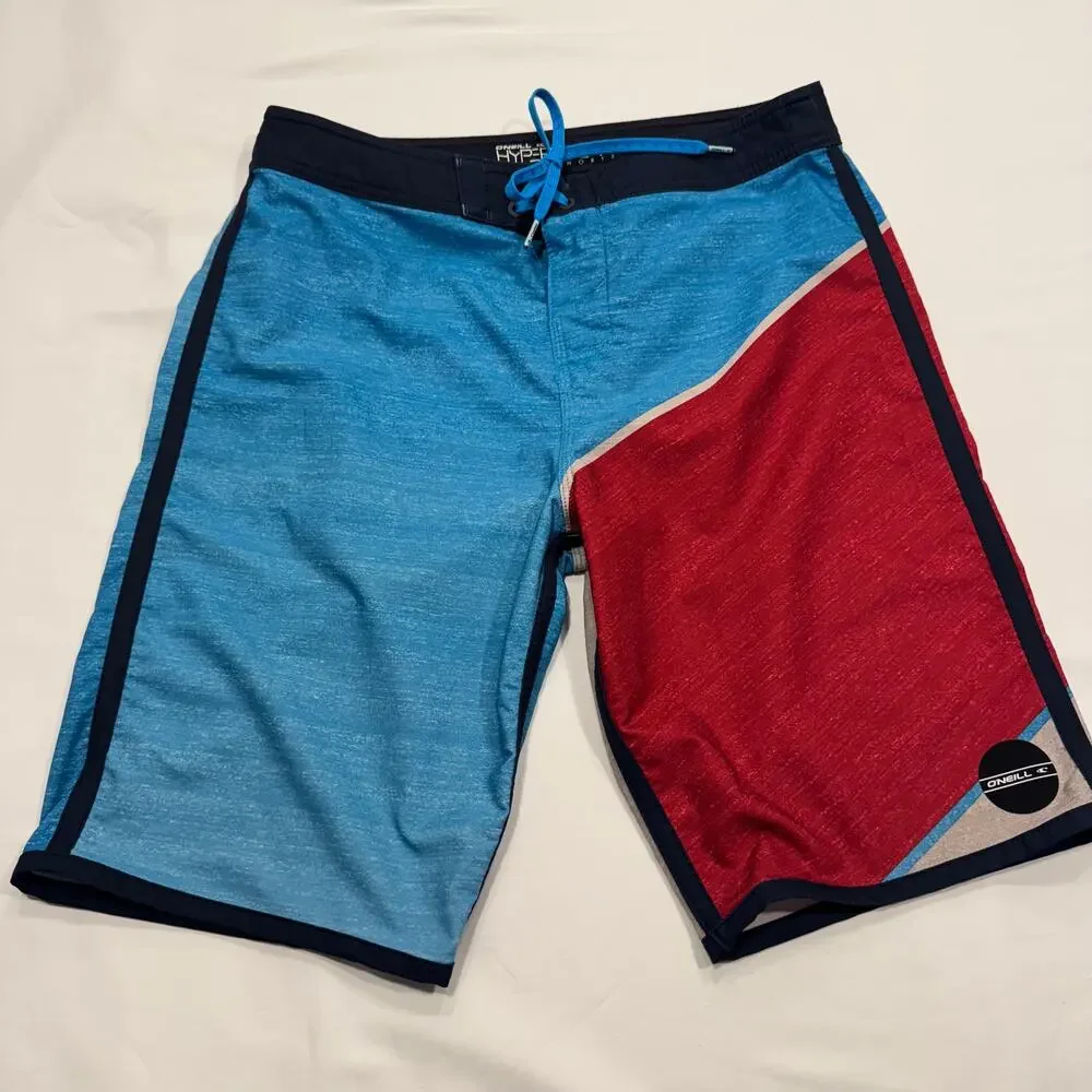 O’Neill‎ Hyperfreak Boardshorts Swim Shorts Men's Size 30 Blue Red Colorblock